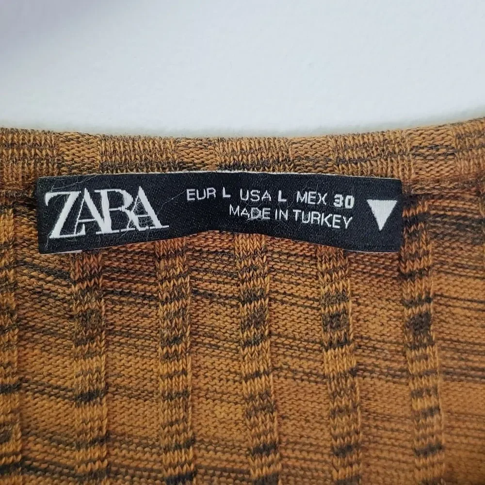 Zara Cutout Cropped Long Sleeve Top Size Large